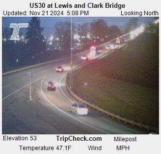 Traffic Cam US 30 at Lewis and Clark Bridge